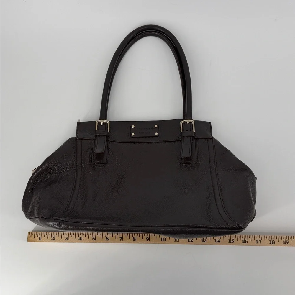 KATE SPADE Dark Chocolate Brown Pebble Leather Shimmer Shoulder Bag